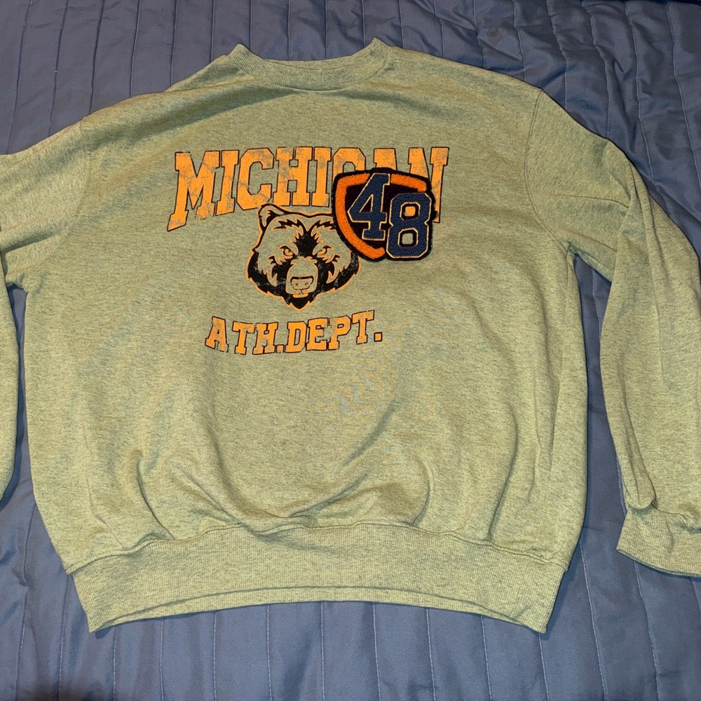 Vintage Michigan Bears ATH Dept Green Crewneck Sweatshirt Sz S Collegiate 48
